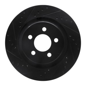 Jeep Liberty Brake Rotor (1) - Front Left - R1 Concepts - Drilled & Slotted - Black - `11-`12